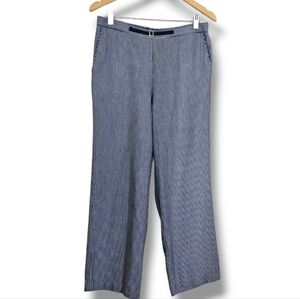 Vintage 90s Alfred Dunner Pants Size 12P Straight Leg Blue White Stripe Nautical